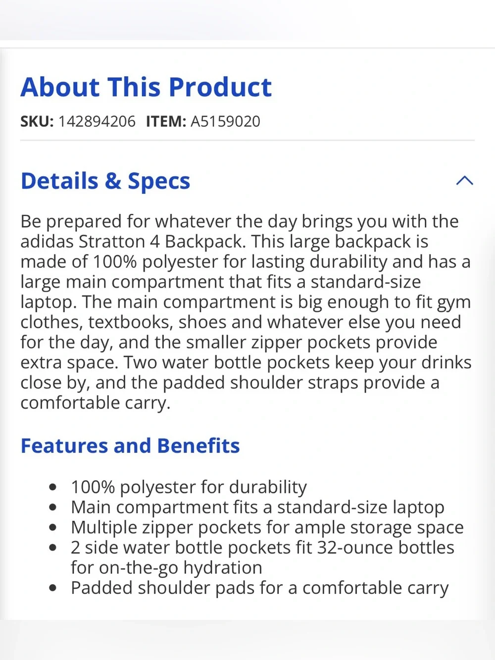 NWT adidas Navy Silver Backpack - girls boys men women Stratton 4